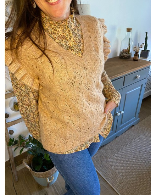 Pull Eve sans manches beige